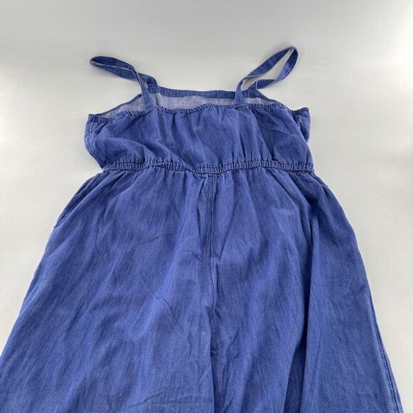 Old Navy Jumpsuit Blue Chambray Denim Pockets XL Elastic Waist Square Neck - Picture 15 of 16